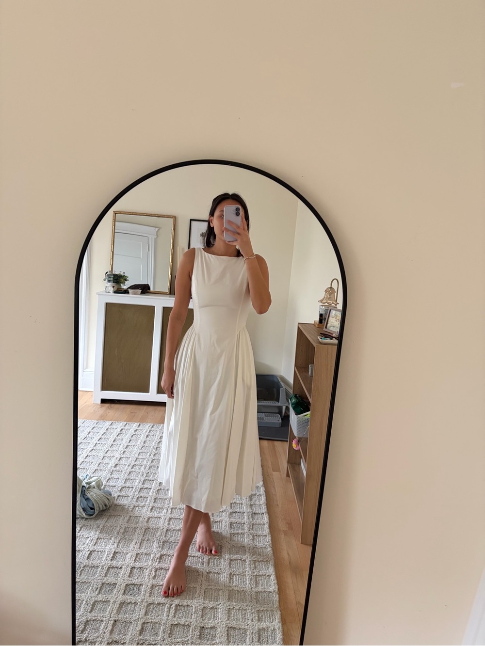 Mango white Sleeveless Midi Dress with Pleated Skirt